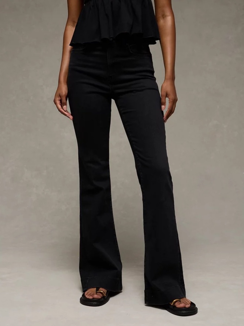 American Eagle Black Super High Rise Flare Jeans Women’s Size 12 Regular NWT